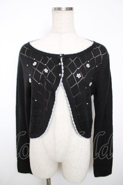 画像1: axes femme / パール使い透かしカーディガン M 黒 Y-25-12-13-048-AX-TO-SZ-ZY