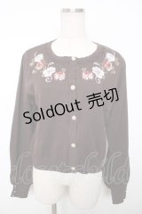 axes femme / クラシカルフラワー刺繍カーディガン/ミュルーズ染織美術館コラボ  Dブラウン Y-25-12-13-050-AX-TO-SZ-ZY