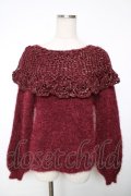 axes femme POETIQUE / 鈎針編み襟デザインニットプルオーバー M ワイン Y-25-12-13-006-AX-TO-SZ-ZY