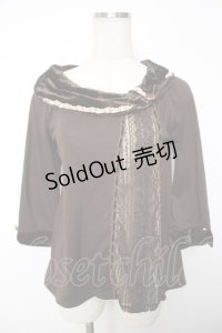 axes femme / ベロアネックカットソー  ブラウン Y-25-12-13-051-AX-TO-SZ-ZI