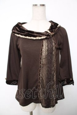 画像1: axes femme / ベロアネックカットソー  ブラウン Y-25-12-13-051-AX-TO-SZ-ZY