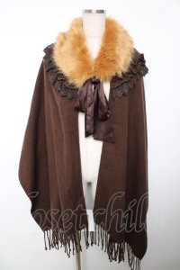 axes femme / ファーカラー付きストール 200×60cm 茶 Y-25-12-13-052-AX-ZA-SZ-ZY