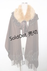 axes femme / ファーカラー付きストール 200×60cm 茶 Y-25-12-13-052-AX-ZA-SZ-ZY