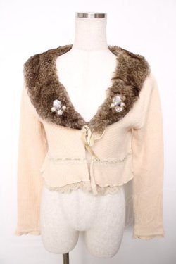 画像1: axes femme / ファー付ショート丈カーデ  キナリ Y-25-12-13-053-AX-TO-SZ-ZY