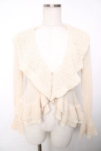 axes femme / ラメニットフリルカーディガン  生成り Y-25-12-13-054-AX-TO-SZ-ZY