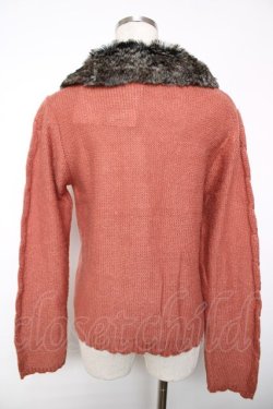 画像2: axes femme / ファー襟付きケーブルニットカーディガン M アワピンク Y-25-12-13-060-AX-TO-SZ-ZY