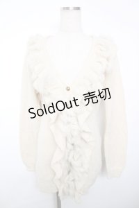 axes femme / ラビットファー付フリルカーデ M 生成り Y-25-12-13-063-AX-TO-SZ-ZY