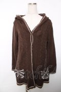 axes femme / フード付きライン入りリボンカーディガン M 茶 Y-25-12-13-065-AX-TO-SZ-ZY