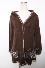 axes femme / フード付きライン入りリボンカーディガン M 茶 Y-25-12-13-065-AX-TO-SZ-ZY