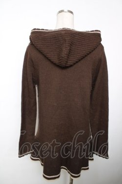 画像2: axes femme / フード付きライン入りリボンカーディガン M 茶 Y-25-12-13-065-AX-TO-SZ-ZY