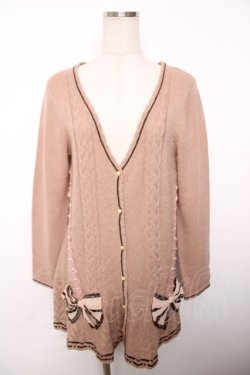 画像1: axes femme / ライン入りリボン付カーデ M アワピンク Y-25-12-13-066-AX-TO-SZ-ZY