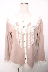 axes femme / レースフリル重ね着風リブPO M ベージュ Y-25-12-13-008-AX-TO-SZ-ZY