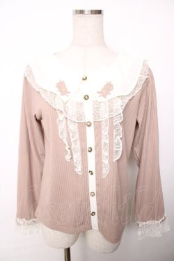 画像1: axes femme / レースフリル重ね着風リブPO M ベージュ Y-25-12-13-008-AX-TO-SZ-ZY