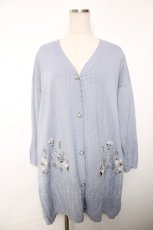 画像1: axes femme / バラ刺繍ロングニットカーデ M サックス Y-25-12-13-067-AX-TO-SZ-ZT654 (1)