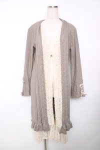 axes femme / ジレ重ね着風ロングカーディガン M グレー Y-25-12-13-068-AX-BL-SZ-ZY