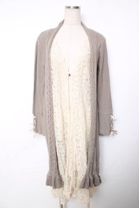 axes femme / ジレ重ね着風ロングカーディガン  グレージュ Y-25-12-13-069-AX-BL-SZ-ZY
