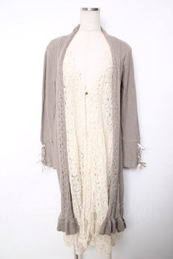 画像1: axes femme / ジレ重ね着風ロングカーディガン  グレージュ Y-25-12-13-069-AX-BL-SZ-ZY