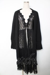 axes femme / ジレ重ね着風ロングカーデ M 黒 Y-25-12-13-070-AX-OP-SZ-ZY