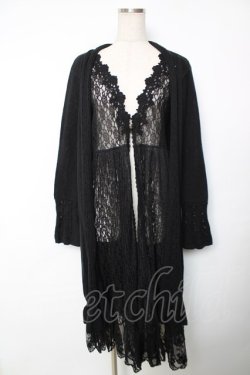 画像1: axes femme / ジレ重ね着風ロングカーデ M 黒 Y-25-12-13-070-AX-OP-SZ-ZY