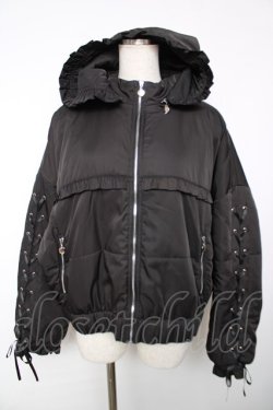 画像1: Honey Cinnamon / 袖レースアップ中綿ジャケット F 黒 Y-25-12-13-072-LO-JA-SZ-ZY