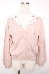 axes femme / ローズガーデン襟ニットカーデ M 淡ピンク Y-25-12-13-009-AX-TO-SZ-ZY