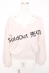 axes femme / ローズガーデン襟ニットカーデ M 淡ピンク Y-25-12-13-009-AX-TO-SZ-ZY