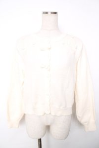 m petit by misako / バラ刺繍ニットカーディガン  キナリ Y-25-12-13-076-LO-TO-SZ-ZY