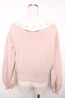 画像2: axes femme / ローズガーデン襟ニットカーデ M 淡ピンク Y-25-12-13-009-AX-TO-SZ-ZY