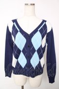 WC / アーガイル長袖カーデ F 紺 Y-25-12-13-083-LO-TO-SZ-ZY