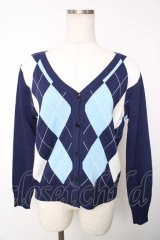 WC / アーガイル長袖カーデ F 紺 Y-25-12-13-083-LO-TO-SZ-ZY