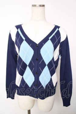 画像1: WC / アーガイル長袖カーデ F 紺 Y-25-12-13-083-LO-TO-SZ-ZY