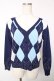 画像1: WC / アーガイル長袖カーデ F 紺 Y-25-12-13-083-LO-TO-SZ-ZY (1)