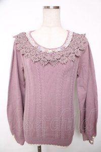 axes femme / 巻薔薇×パールデザインニット F ラベンダー Y-25-12-13-010-AX-TO-SZ-ZY