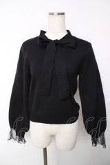 Amavel / ボウタイリボンニット F ブラック Y-25-12-13-088-CA-TO-SZ-ZY