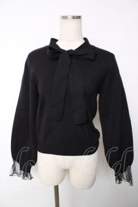 Amavel / ボウタイリボンニット F ブラック Y-25-12-13-088-CA-TO-SZ-ZY