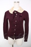 Jane Marple / ファーカラーのカーディガン M ワイン Y-25-12-13-090-JM-TO-SZ-ZY