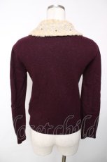 画像2: Jane Marple / ファーカラーのカーディガン M ワイン Y-25-12-13-090-JM-TO-SZ-ZT516 (2)
