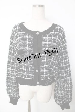 画像1: Dear My Love / ツイード柄ショート丈ニットカーディガン LL 黒 Y-25-12-13-097-EL-TO-SZ-ZY