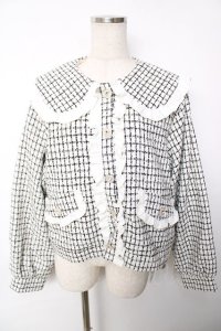 DearMyLove / 丸襟フリルビジューツイードジャケット 4L-5L アイボリー Y-25-12-13-098-EL-JA-SZ-ZY