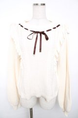 axes femme / 肩フリルニット F 生成り Y-25-12-13-011-AX-TO-SZ-ZY