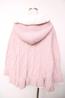 画像2: Ank Rouge / ぽんぽんリボンニットポンチョ M ピンク Y-25-12-13-102-CA-CO-SZ-ZY