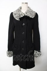 PEACE NOW / レオパードファーコート M 黒 Y-25-12-13-105-PU-CO-SZ-ZY