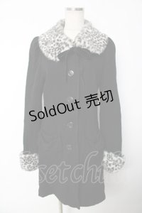 PEACE NOW / レオパードファーコート M 黒 Y-25-12-13-105-PU-CO-SZ-ZY