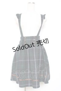 Amavel / サスペンダーチェックスカート M グリーン Y-25-12-13-108-CA-SK-SZ-ZY