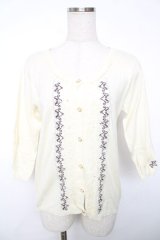 axes femme / 刺繍カーディガン M 生成り Y-25-12-13-012-AX-TO-SZ-ZY