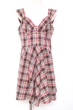 画像1: F i.n.t / チェックジャンパースカート F ブラウン Y-25-12-13-109-CA-OP-SZ-ZY