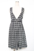 axes femme POETIQUE / ベルト付きチェックジャンパースカート M 黒 Y-25-12-13-110-AX-OP-SZ-ZY