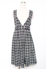 axes femme POETIQUE / ベルト付きチェックジャンパースカート M 黒 Y-25-12-13-110-AX-OP-SZ-ZY