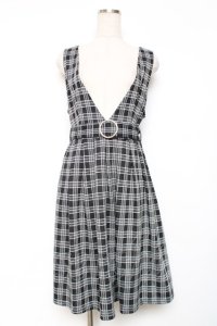 axes femme POETIQUE / ベルト付きチェックジャンパースカート M 黒 Y-25-12-13-110-AX-OP-SZ-ZY