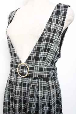 画像4: axes femme POETIQUE / ベルト付きチェックジャンパースカート M 黒 Y-25-12-13-110-AX-OP-SZ-ZY